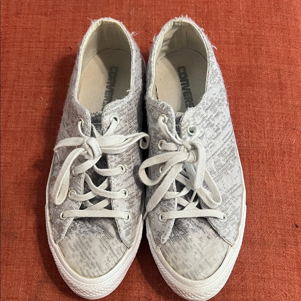 Converse Gray Low-Top Sneakers with Textured Fabric